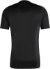 Schwarzes Herren-T-Shirt mit kurzen Ärmeln, von hinten gezeigt.