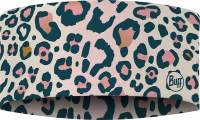 Stirnband mit Leopardenmuster in Rosa und Dunkelblau.