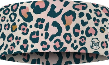 Stirnband mit Leopardenmuster in Rosa und Dunkelblau.
