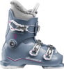 Ein blauer Kinderski-Stiefel von Nordica, Modell Speedmachine J3, mit verstellbaren Schnallen.