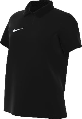 Schwarzes Nike Poloshirt mit weißem Logo und kurzen Ärmeln.