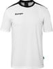 Weißes T-Shirt mit schwarzem Kragen und Kempa-Logo auf der Brust.