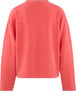 Ein rosafarbener Pullover mit langen Ärmeln und Rundhalsausschnitt.
