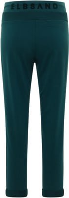 Grüne Damen-Jogginghose mit ELBSAND-Schriftzug am Bund und einer Gesäßtasche. Grüne Damen-Jogginghose mit ELBSAND-Schriftzug am Bund und einer Gesäßtasche.