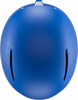 Ein blauer Helm mit Lüftungsschlitzen und weißer Oberseite.