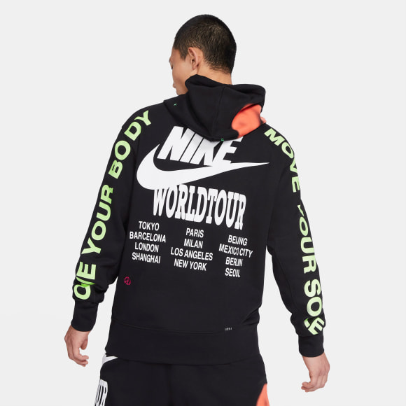 Nike Sportswear World Tour Pullover Hoodie Size XXL DA0931-010 offers Black Volt Men's