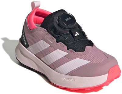 Damen-Trailrunning-Schuh von Adidas Terrex in Rosa mit BOA-System und wasserdichter Membran. Damen-Trailrunning-Schuh von Adidas Terrex in Rosa mit BOA-System und wasserdichter Membran.