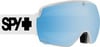 SPY+ Skibrille mit blauer Spiegellinse und weißem Band.