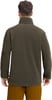 Rückansicht eines Mannes in dunkelgrünem Fleece-Pullover und brauner Hose.