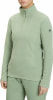 Damen hellgrüner Fleece-Pullover mit Stehkragen und Reißverschluss.