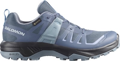 Blaue Herren-Trailrunning-Schuhe von Salomon mit Gore-Tex und Contagrip-Sohle. Blaue Herren-Trailrunning-Schuhe von Salomon mit Gore-Tex und Contagrip-Sohle.
