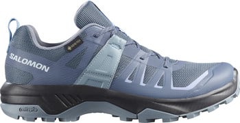 Blaue Herren-Trailrunning-Schuhe von Salomon mit Gore-Tex und Contagrip-Sohle.