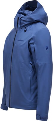 Blaue Herrenjacke mit Kapuze und Peak Performance Logo. Blaue Herrenjacke mit Kapuze und Peak Performance Logo.