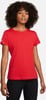 Rotes Damen-T-Shirt mit kurzen Ärmeln und Logo auf dem Ärmel.