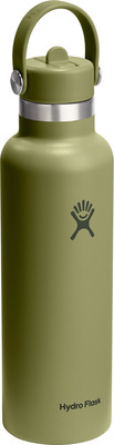 Grüne Hydro Flask Flasche mit Henkel und Logo. Grüne Hydro Flask Flasche mit Henkel und Logo.
