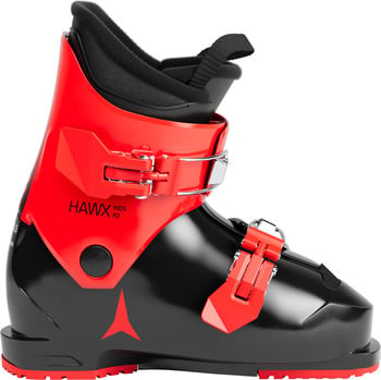 Schwarzer Atomic Hawx Kinderski-Stiefel mit roten Details.