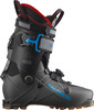 Schwarzer Salomon MTN Summit Skischuh mit blauem Logo und rotem Rand.