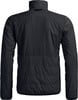 Rückansicht einer schwarzen Steppjacke mit hohem Kragen.