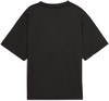 Schwarzes T-Shirt mit kurzen Ärmeln und Rundhalsausschnitt.
