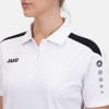 Weißes Poloshirt mit schwarzen Details und JAKO-Logo auf der Brust.