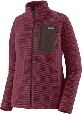 Damen-Fleecejacke von Patagonia in Weinrot mit Reißverschluss und Brusttasche. Damen-Fleecejacke von Patagonia in Weinrot mit Reißverschluss und Brusttasche.