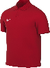 Ein rotes Nike Poloshirt mit weißem Logo auf der Brust.