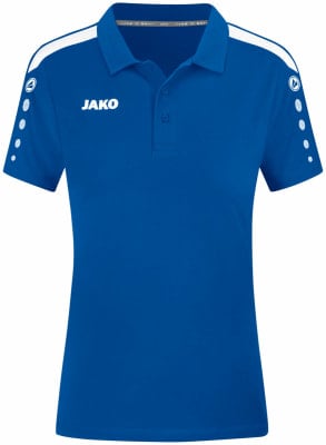Blaues Poloshirt mit weißen Details und JAKO-Logo auf der Brust.