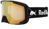 Eine Skibrille von Red Bull mit orange verspiegelter Scheibe und schwarzem Band.