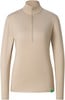Damen-Pullover in Beige mit Stehkragen und Reißverschluss.