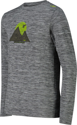 Graues Langarmshirt mit Berg- und Sonnenaufdruck. Graues Langarmshirt mit Berg- und Sonnenaufdruck.