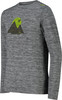 Graues Langarmshirt mit Berg- und Sonnenaufdruck.