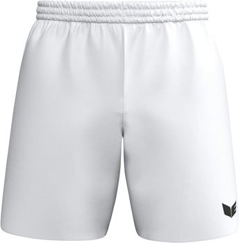 Weiße Sporthose mit schwarzem Markenlogo unten rechts.