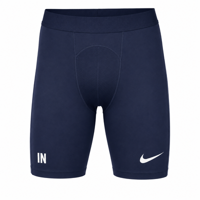 Dunkelblaue Herren-Kompressionsshorts mit weißem Nike-Logo.