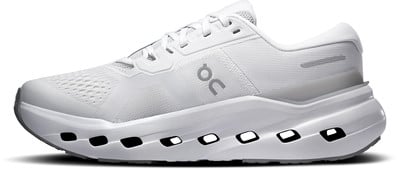 Weiße Laufschuhe mit futuristischem Design und auffälliger Sohle. Weiße Laufschuhe mit futuristischem Design und auffälliger Sohle.