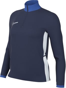 Námornícka modrá mikina Nike so zipsom a modrým golierom.