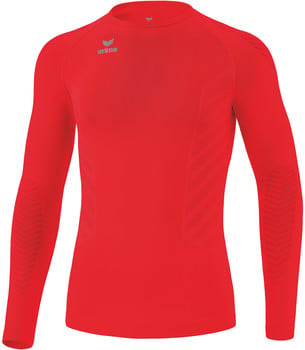Rotes Langarmshirt mit Erima-Logo auf der Brust.