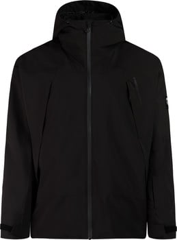 Schwarze Herrenjacke mit Kapuze und Reißverschluss.