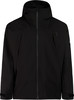 Schwarze Herrenjacke mit Kapuze und Reißverschluss.