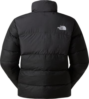 Schwarze Daunenjacke von hinten mit dem The North Face Logo. Schwarze Daunenjacke von hinten mit dem The North Face Logo.