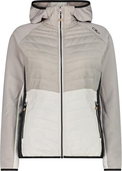 Damen-Kapuzenjacke mit durchgehendem Reißverschluss in Grau und Weiß.
