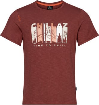 Herren-T-Shirt in Rot mit Bergmotiv und Aufdruck CHILLAZ.