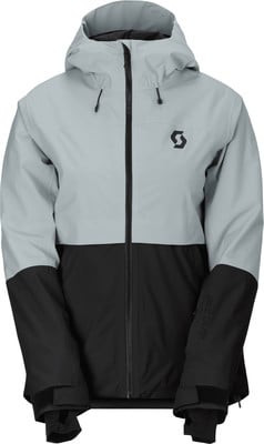Graue und schwarze Herren-Skijacke mit Scott-Logo auf der Brust. Graue und schwarze Herren-Skijacke mit Scott-Logo auf der Brust.
