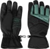 Schwarze McKinley-Skihandschuhe mit türkisfarbenen Details und Klettverschluss.