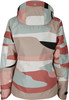 Rückseite der Jacke mit buntem Camouflage-Muster und Logo.