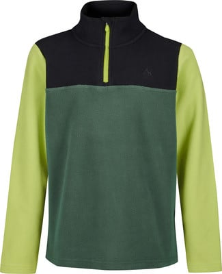 Fleece-Pullover für Jungen mit Stehkragen und Reißverschluss, Farbblock-Design.