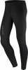 Schwarze Sporthose mit reflektierendem Muster und Logo am linken Bein.