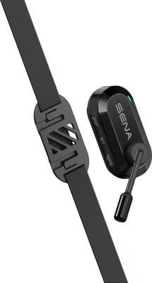 Schwarzes Sena Headset mit Mikrofon und Kopfband. Schwarzes Sena Headset mit Mikrofon und Kopfband.