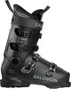 Ein schwarzer Salomon Supra Pro Skischuh mit verstellbaren Schnallen und Markenlogo.