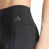 Schwarze Adidas-Leggings mit Logo und Seitentasche.