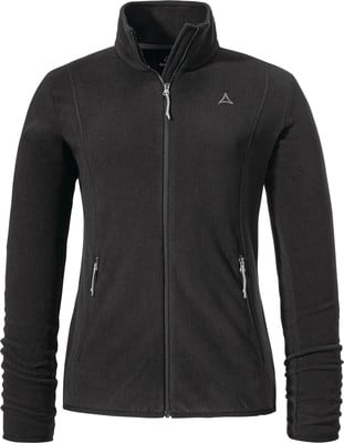 Schwarze Fleecejacke mit Reißverschluss und Logo auf der Brust. Schwarze Fleecejacke mit Reißverschluss und Logo auf der Brust.